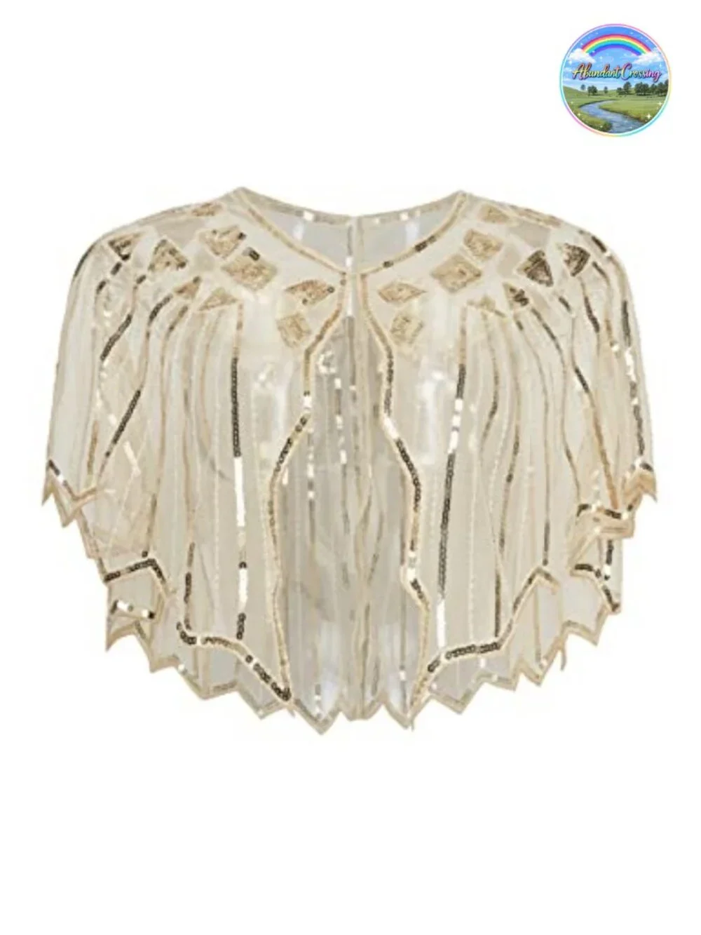 Sequin Beaded See-through Shawl Wrap Evening Cape Great Gatsby Wedding Party